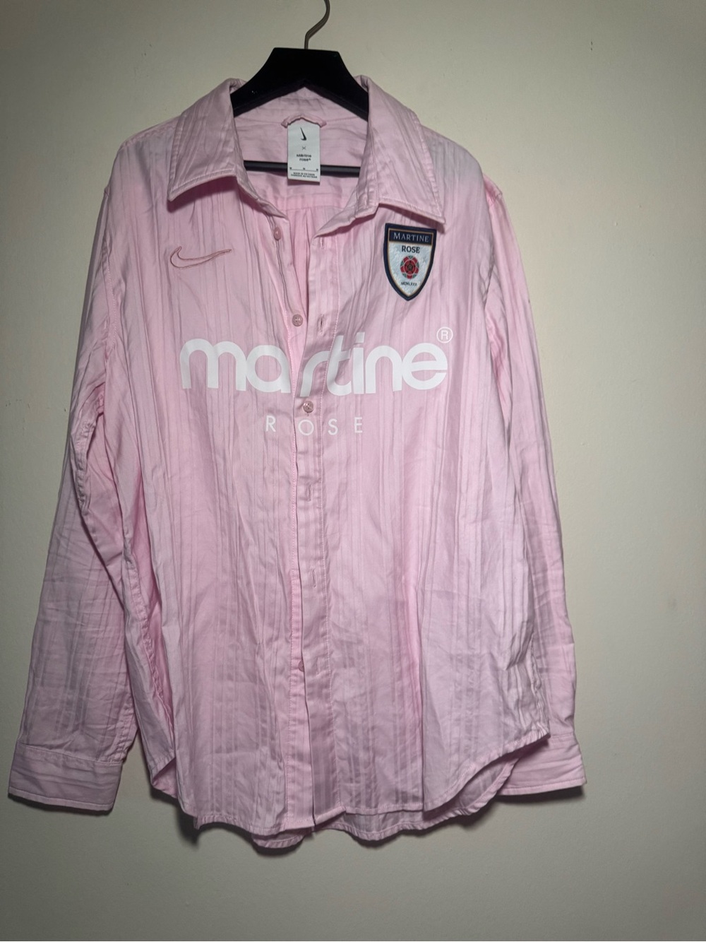 Martine Rose x Nike Pink Button-Down Shirt with Logo Patch